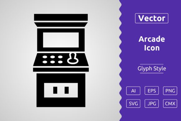 Vector Arcade Glyph Icon: A Modern Graphic Design Asset for Content Publishers