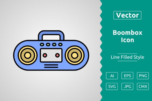 Vector Boombox Filled Outline Icon for Modern Design
