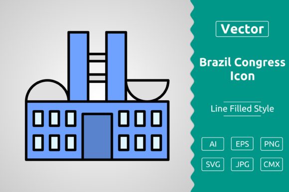 Vector Brazil Congress Filled Outline Graphics