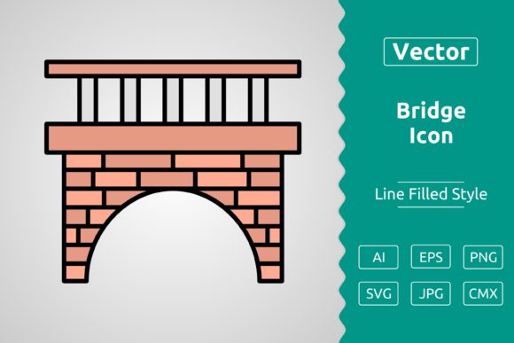 Vector Bridge Filled Outline Icon: A Versatile Graphic Asset