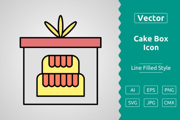 Vector Cake Box Filled Outline Icon Graphics