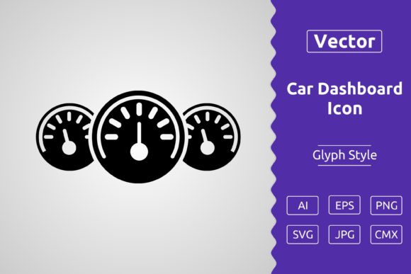 Vector Car Dashboard Glyph Icon Graphics