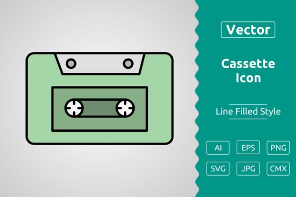 Vector Cassette Filled Outline Icon Graphics