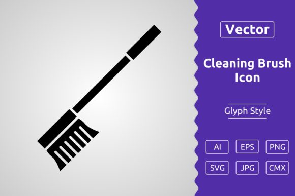 Vector Cleaning Brush Glyph Icon for Modern Branding