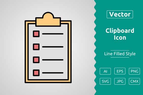 Vector Clipboard Filled Outline Icon Graphics