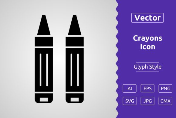 Vector Crayons Glyph Icon: A Versatile Graphic Asset for Local Branding