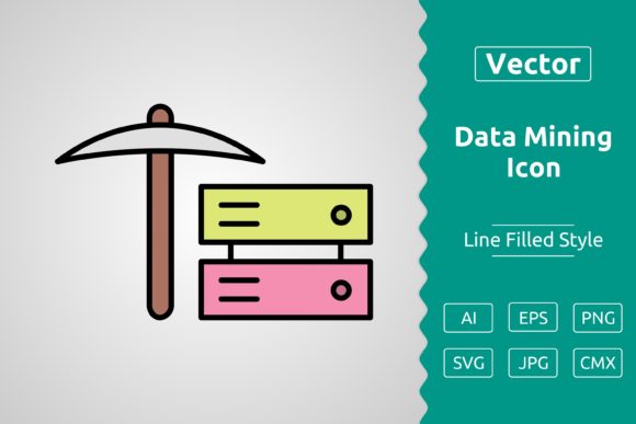 Vector Data Mining Filled Outline Icon Graphics
