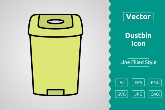 Vector Dustbin Filled Outline Icon Graphics
