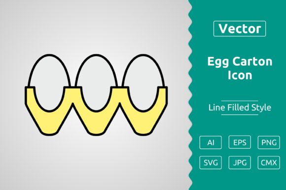 Vector Egg Carton Filled Outline Icon Graphics