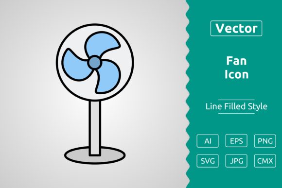 Vector Fan Filled Outline Icon Graphics