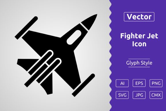 Vector Fighter Jet Glyph Icon Graphics