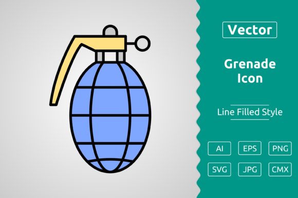 Vector Grenade Filled Outline Icon for Bold Branding