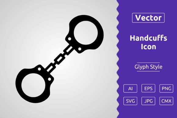 Vector Handcuffs Glyph Icon for Modern Branding