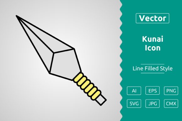 Vector Kunai Filled Outline Icon Graphics