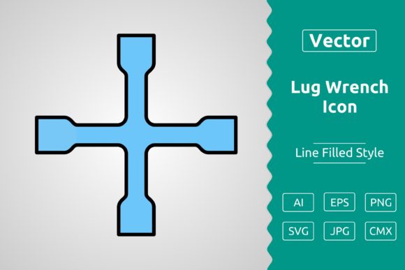 Vector Lug Wrench Filled Outline Icon