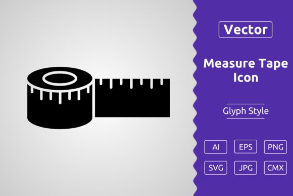 Vector Measure Tape Glyph Icon Graphics
