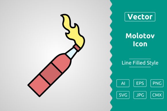 Vector Molotov Filled Outline Icon for Modern Branding