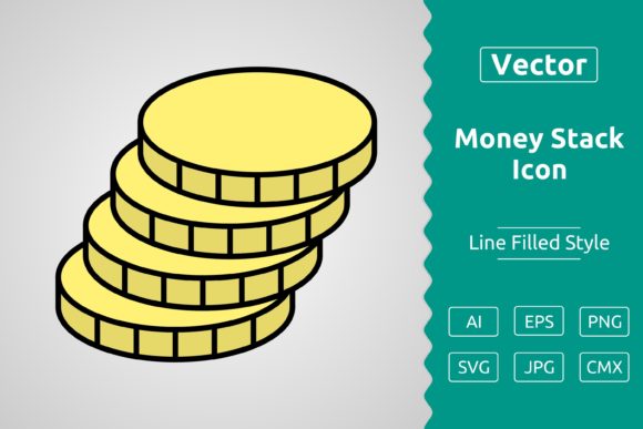 Vector Money Stack Filled Outline Icon