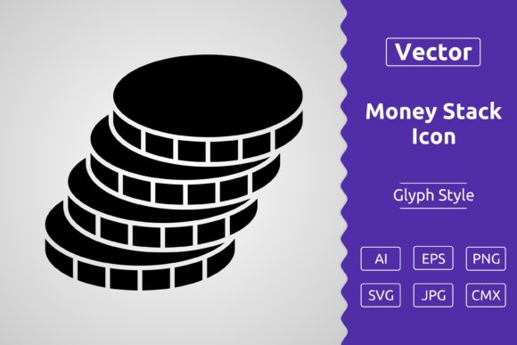 Vector Money Stack Glyph Icon Graphics