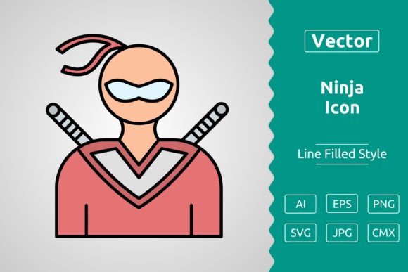 Vector Ninja Filled Outline Icon: A Graphic Design Asset for Modern Branding