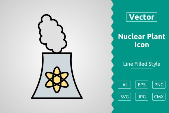 Vector Nuclear Plant Filled Outline Icon for Modern Design