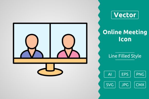 Vector Online Meeting Filled Outline Graphics