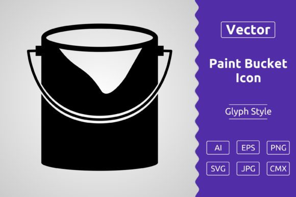 Vector Paint Bucket Glyph Icon for Modern Graphics