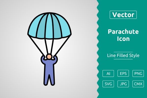 Vector Parachute Filled Outline Icon Graphics
