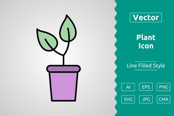 Vector Plant Filled Outline Icon Graphics
