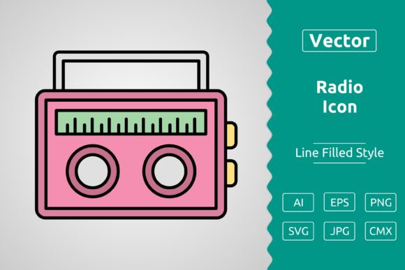 Vector Radio Filled Outline Icon Graphics