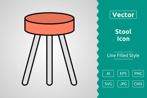 Vector Stool Filled Outline Icon Graphics
