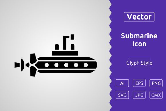 Vector Submarine Glyph Icon Graphics