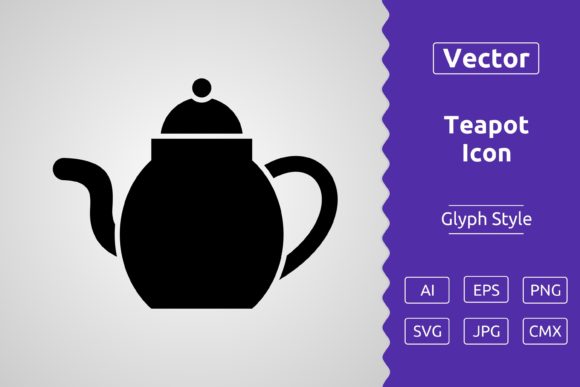 Vector Teapot Glyph Icon Graphics
