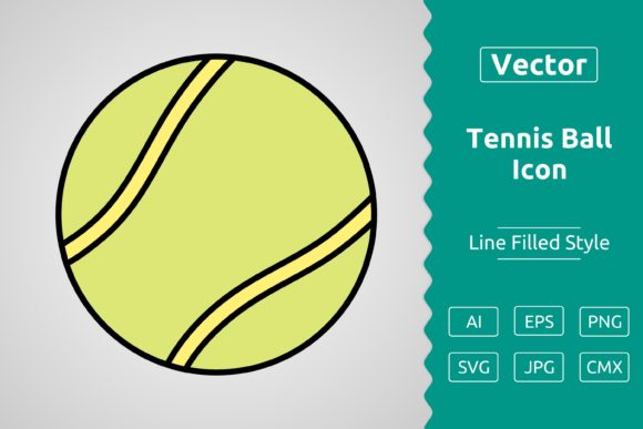 Vector Tennis Ball Filled Outline Icon for Modern Design