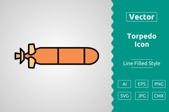 Vector Torpedo Filled Outline Icon Graphics