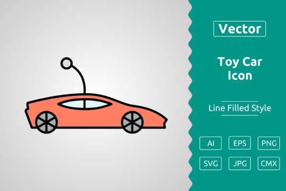 Vector Toy Car Filled Outline Icon Graphics