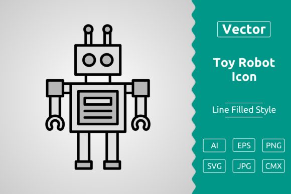 Vector Toy Robot Filled Outline Icon for Modern Design