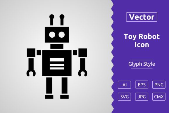 Vector Toy Robot Glyph Icon Graphics
