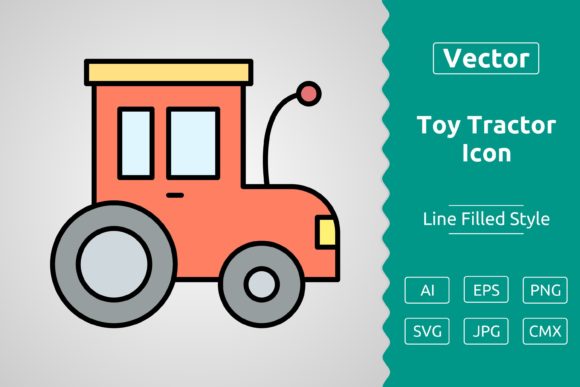 Vector Toy Tractor Filled Outline Icon for Modern Graphics