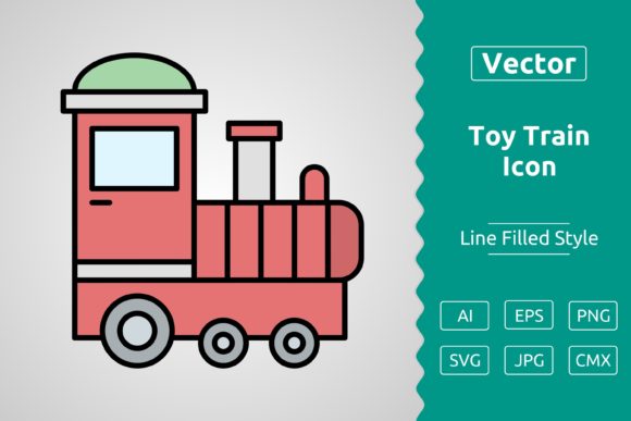 Vector Toy Train Filled Outline Icon Graphics