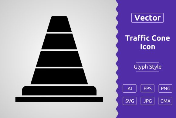 Vector Traffic Cone Glyph Icon for Modern Branding
