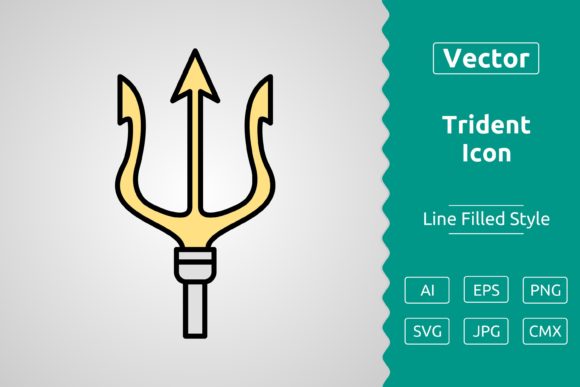 Vector Trident Filled Outline Icon for Modern Branding
