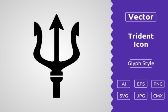 Vector Trident Glyph Icon Graphics