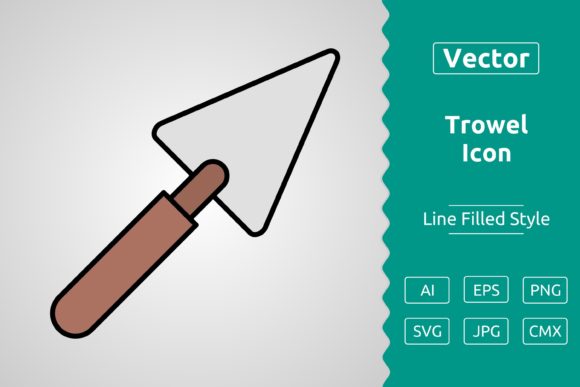 Vector Trowel Filled Outline Icon Graphics