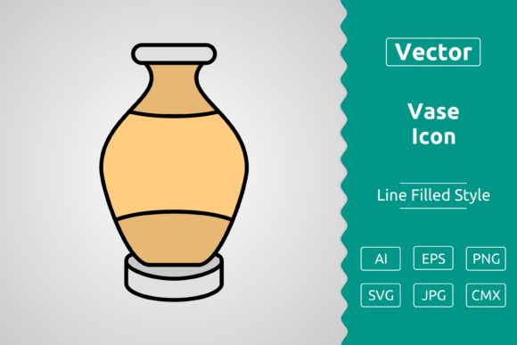 Vector Vase Filled Outline Icon Graphics