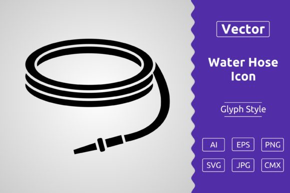 Vector Water Hose Glyph Icon for Modern Branding