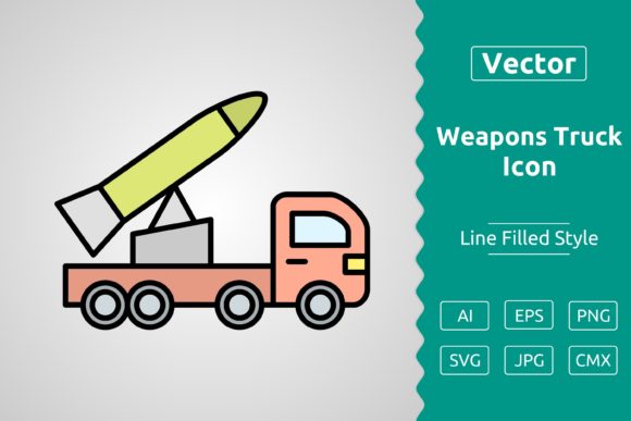 Vector Weapons Truck Filled Outline Icon Graphics