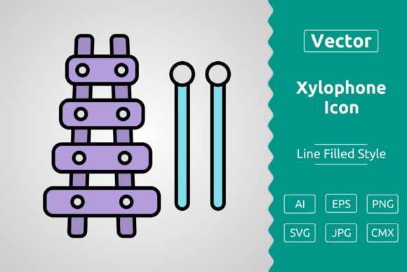 Vector Xylophone Filled Outline Icon Graphics