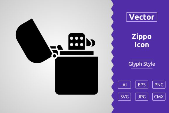Vector Zippo Glyph Icon Graphics