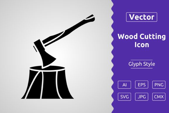 Wood Cutting Glyph Icon for Graphics and Icons